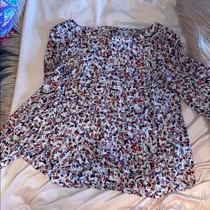 Ann Taylor Red and black pattern blouse